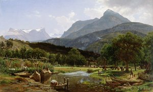 Utsikt nær Brunnen ved Vierwaldstättersee, Sveits, 1857